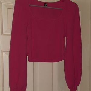 Hot pink crop scoop neck blouse